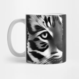 Tiger Face - White monochrome design Mug